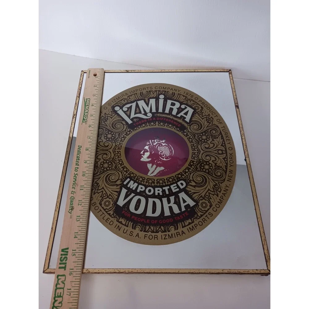 Vintage Izmira Imported Vodka Mirror Advertising Bar Man Cave Sign 16